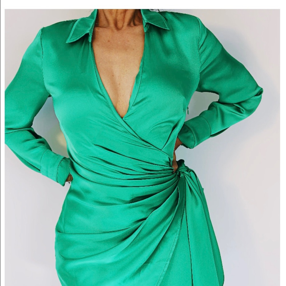 New Satin dress Emerald Green, Pink
